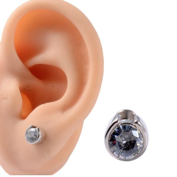 

1pc cz gem ear tragus helix cartilage 361l surgical steel water drop crystal ear lobe stud labret bar ring body piercing q jllunw, Silver