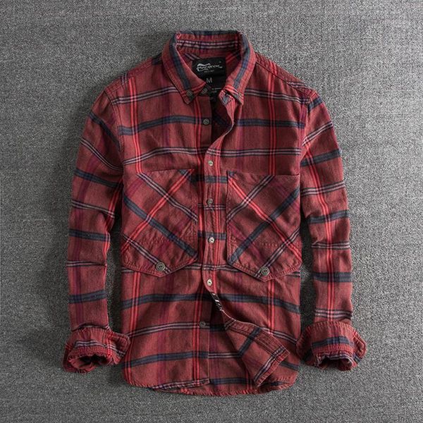 

men spring autumn fashion brand vintage plaid long sleeve shirt big pockets funny chic single breasted shirt casual harajuku, White;black