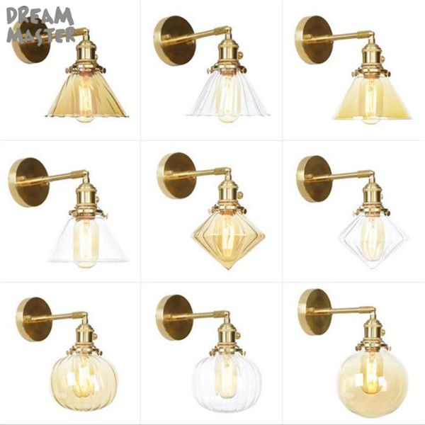 

wall lamp modern amber clear glass shade sconce led bedroom light fixture for home decor nordic foyer living room luminaire