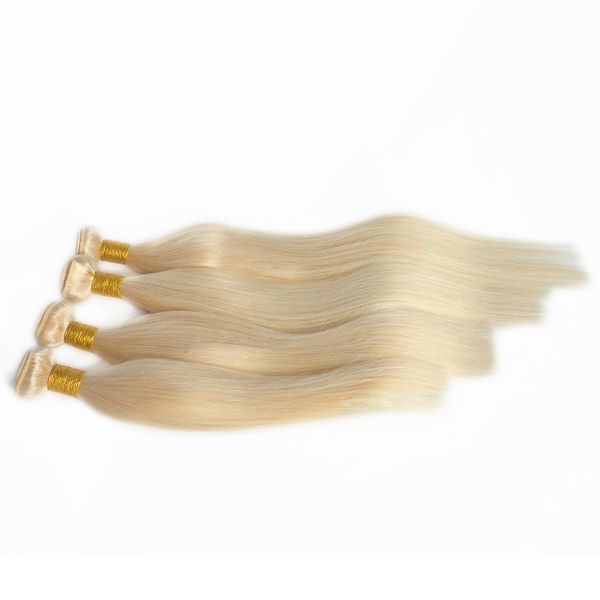 

100% human hair 613 blonde color remy hair straight hair weft dhl, Black