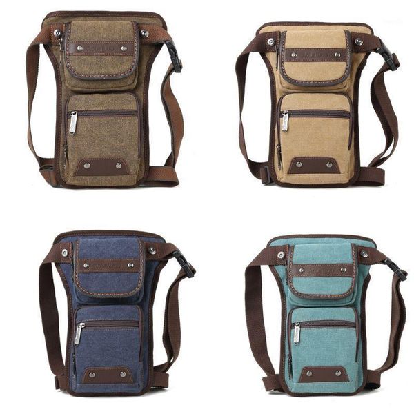 

men motorcycle rider canvas drop leg bag portable belt waist fanny pack lx9f1