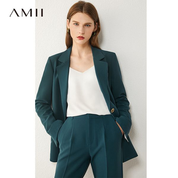 

amii minimalism autumn women's suit olstyle spliced lapel single-breasted autumn coat solid female pants 12020250 q1217, Black;white