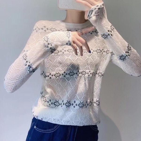 

women sweater 2021 autumn new bright striped snowflake color wool blend ultra-thin long-sleeved sweater, White;black
