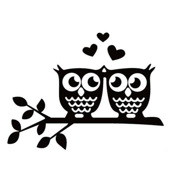 

12.9cm*9.7cm lovely owls couple vinyl black/silver car sticker decals c22-0982