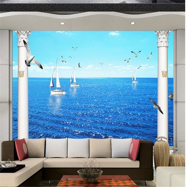 Custom Blue Lake Wallpapers Bela paisagem wallpapers 3d murais papel de parede para sala de estar