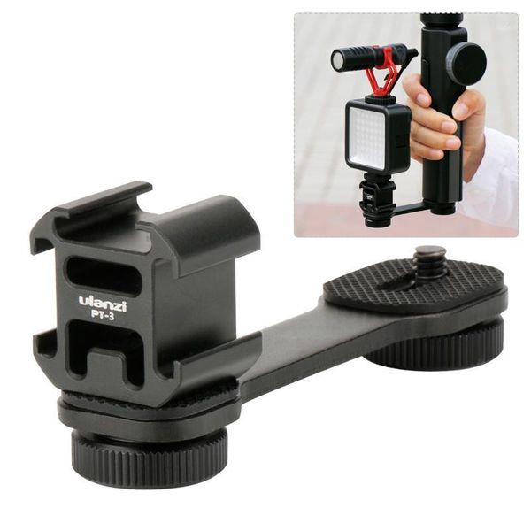 

ulanzi pt-3 metal extention bar 3 cold shoe mounts for zhiyun smooth 4/dji osmo/vimble 2 gimbal led light microphone1