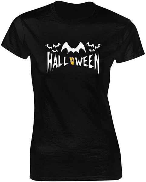 

slim fit modern halloween bat for women's round neck t-shirt new summer cool tee breathable pure cotton short sleeve t shirt, White