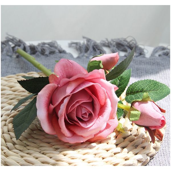 

3 head flannel rose artificial flowers big bouquet for home wedding decor fake flower living room tabel arrangement f jllvxe