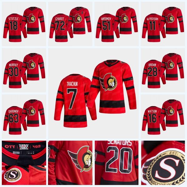 

women ottawa senators 2020-21 reverse retro jersey brady tkachuk tim stuetzle thomas chabot matt murray bobby ryan duclair craig anderson, Black;red