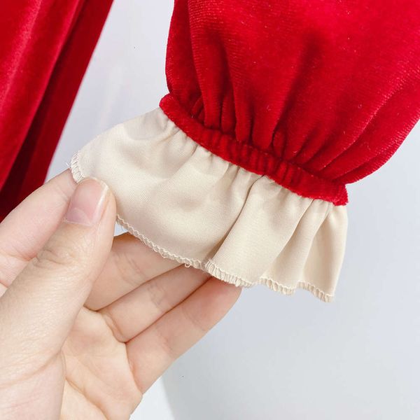 

princs plush thickened middle girl's school children's new year red skirt winter drs 71am, Red;yellow