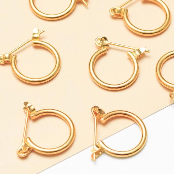 

hoop & huggie 1 set concise geometric earrings gold color silver for women jewelry daily accessories 18mm dia,, Golden;silver