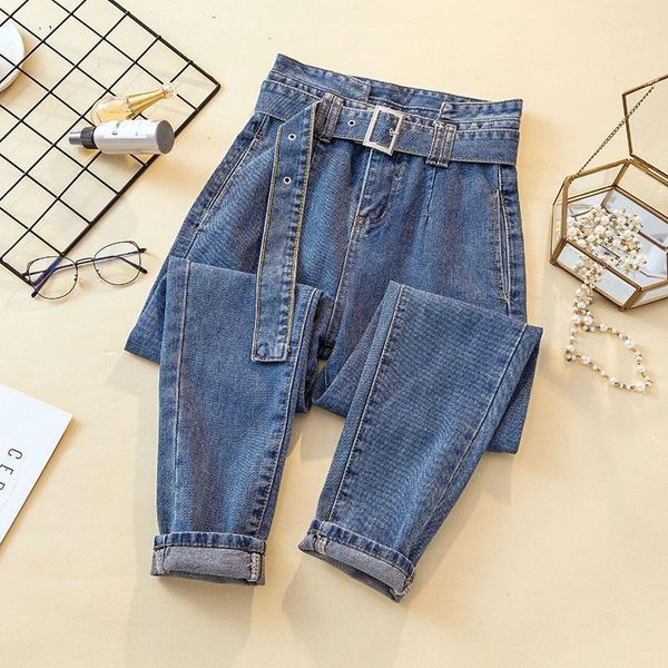 

women high waist jeans femme casual harem pants women pantalon femme denim loose lady boyfriend jeans for trousers c55171, Blue