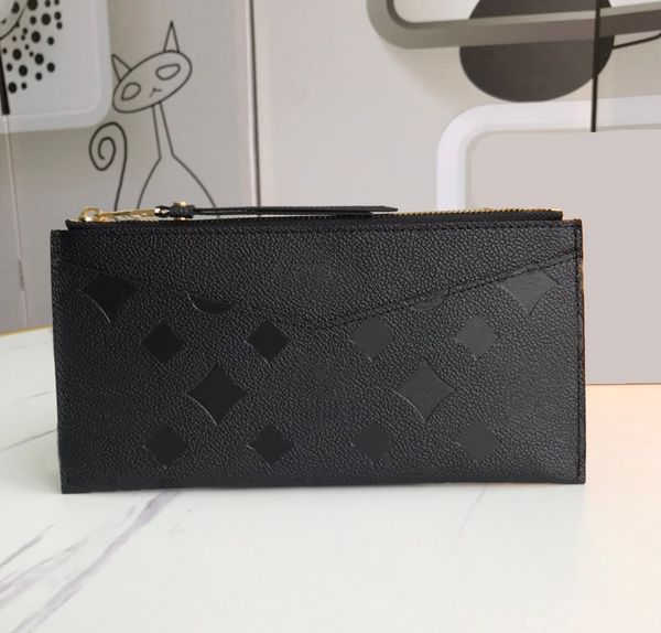 

2023 luxury brand fashion flowers designer wallets luxurys men women leather bags highs quality classic letters key coin purse original plai, Black