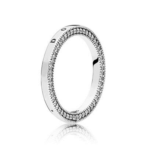 

authentic 925 sterling silver rings set original gift box for pandora hearts signature cz diamond ring for women men 40 o2, Slivery;golden