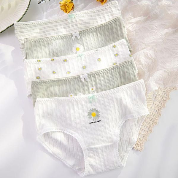 

women's panties 2021 for women girls underwear cotton panty soild elasticity comfortable mid-waist lingerie daisy briefs, Black;pink