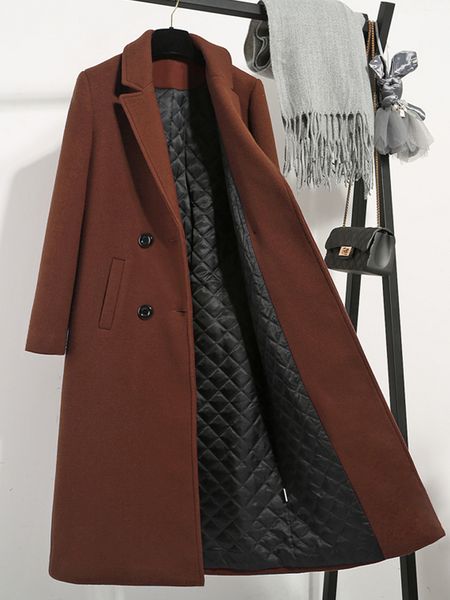 

mprofessional women's middle long autumn winter 2020 new cotton thickened over knee black woolen coat