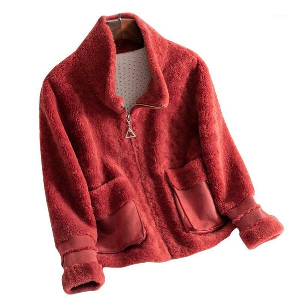 

100% wool coat autumn winter jacket women clothes 2019 korean real fur coat vintage manteau femme hiver sheep shearling zt13771, Black