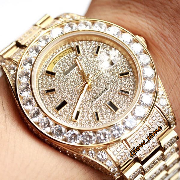 

version diamonds inlay case m118388 m228345 228348 automatic mens watch sapphire full diamond dial big diamond iced out bezel watches, Slivery;brown