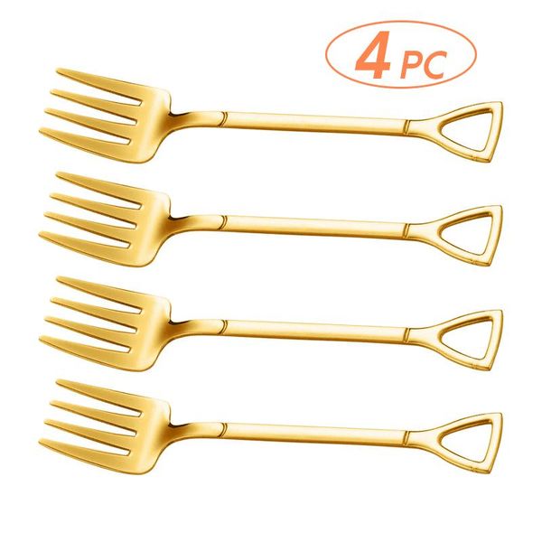 

4pcs stainless steel shovel fork spoon set kids dessert fork fruit pick bbq tableware party gift h wmtggi