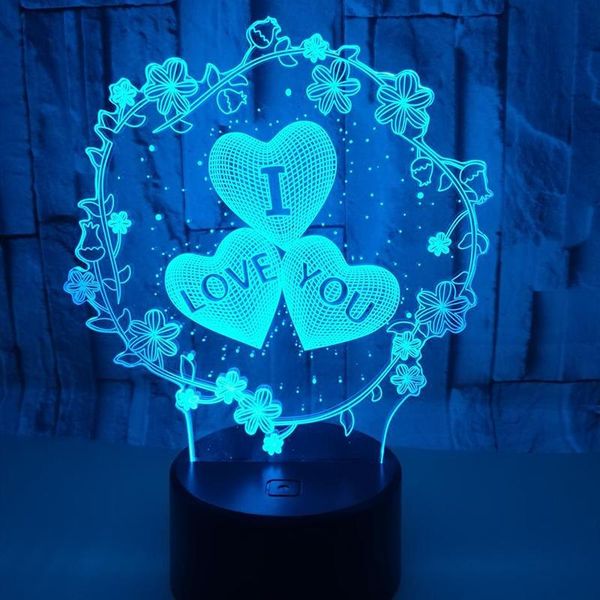 

party favor wreath 3d night light led creative love balloon colorful table lamp for wife girlsfriend bedroom home decoration birthday gift