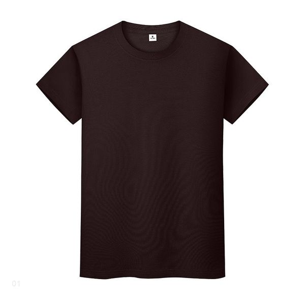 

new round neck solid color t-shirt summer cotton bottoming shirt short-sleeved mens and womens half-sleeved 44wei