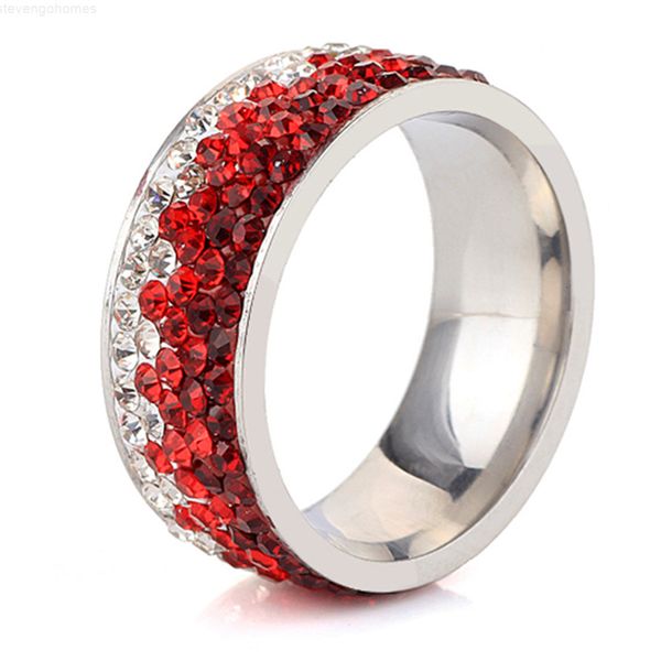 

gradient stainless steel color crystal ring fashion for women, Silver