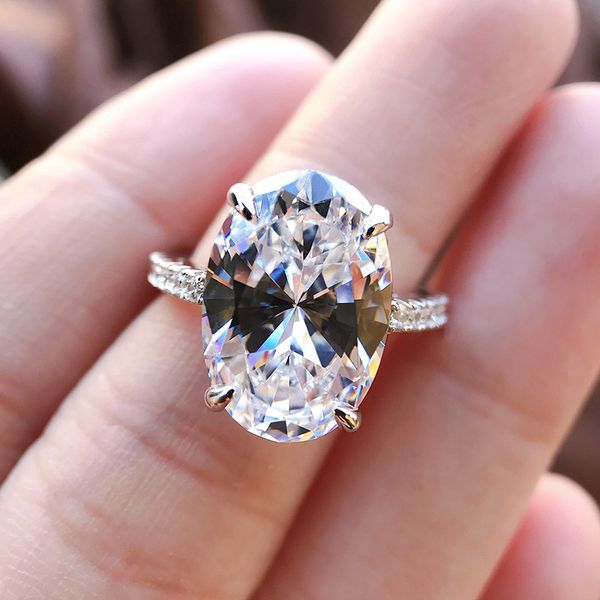 Lusso 100% argento sterling 925 ORO ROSA taglio ovale 4ct diamante simulato matrimonio fidanzamento cocktail donne anelli gioielli all'ingrosso