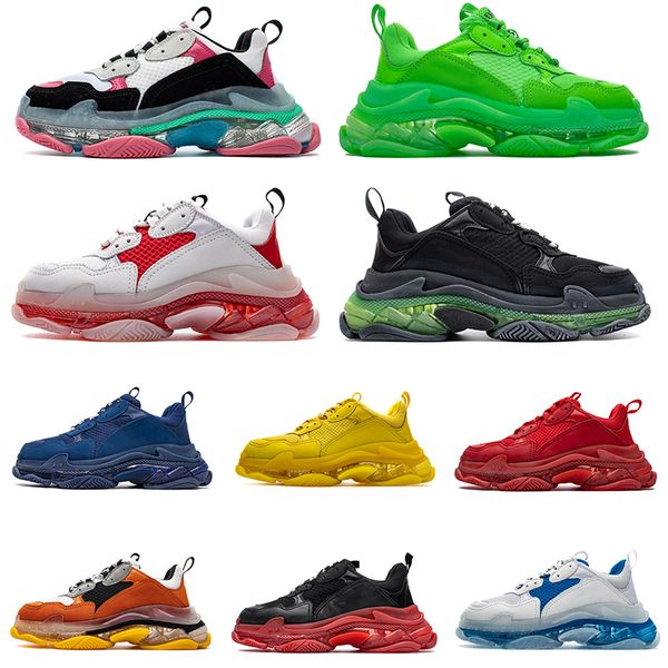 

fashion womens men casual shoes paris 17fw sneakers vintage designer shoes triple s clear sole 2021 luxury mens trainers dad shoes