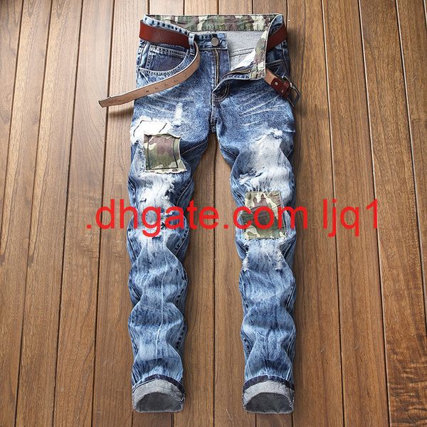 

new men's straight cut jeans large denim trousers, Blue