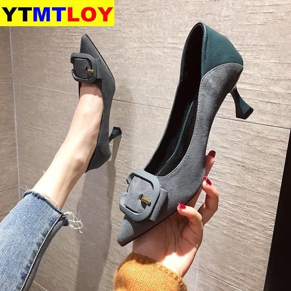 

pointed toe fetish woman extreme mules high heels women shoes ladies green pumps wedding buckle fashion1, Black