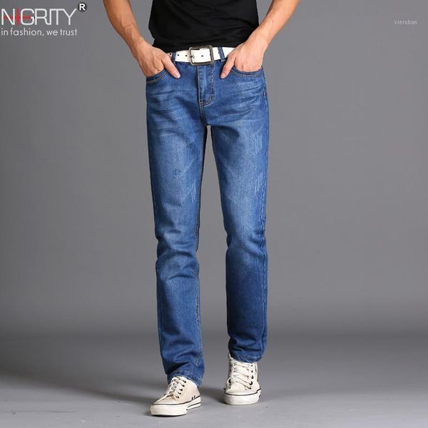 

nigrity brand new men's fashion jeans jeans for young men sale men's pants casual slim straight trousers, Blue