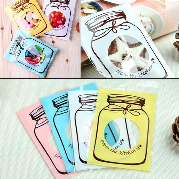

self adhesive plastic bag cookie cute gift 100pcs/lot packaging bags colorful bottle pattern birthday candy party favors wedding1