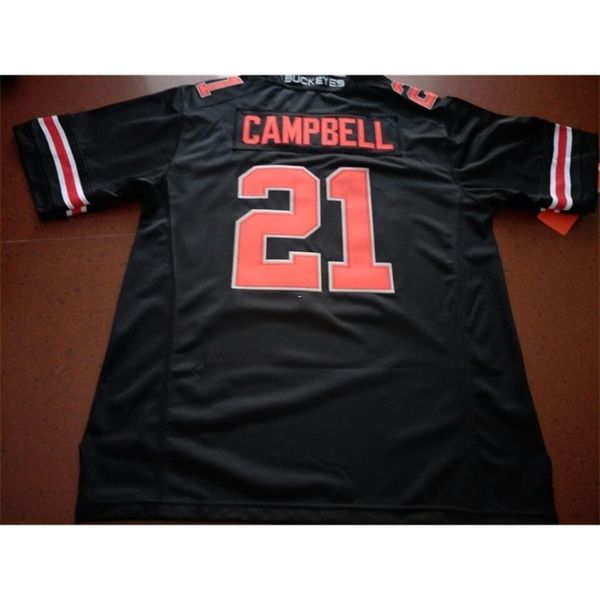 

3421 ohio state buckeyes parris campbell #21 real full embroidery college jersey size s-4xl or custom any name or number jersey, Black