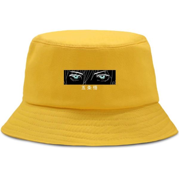 

Gojo Satoru Jujustu Kaisen White Print Backet Hats Hip Hop Fisherman Hat Summer Sun Shade Outdoor Caps Sun Protection Unisex Cap, Blue;gray