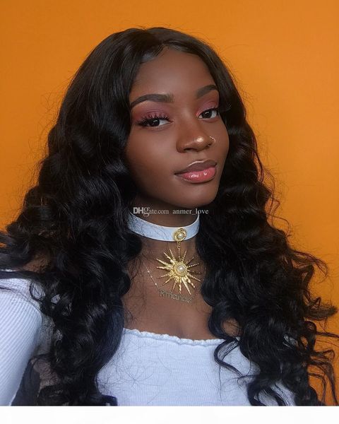 

8a unprocessed brazilian human hair wigs for black women brazilian body wave pre plucked natural hairline lace front wigs with baby hair, Black;brown