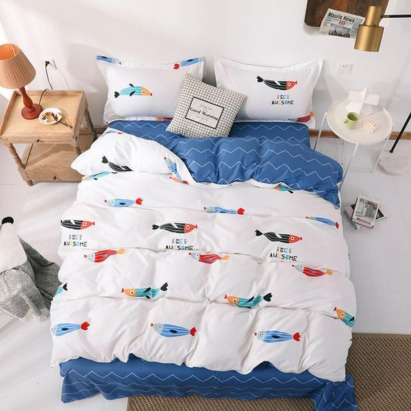 

58 fish 3/4pcs kid bed cover set cartoon duvet cover child bed sheets and pillowcases comforter bedding set 5 size