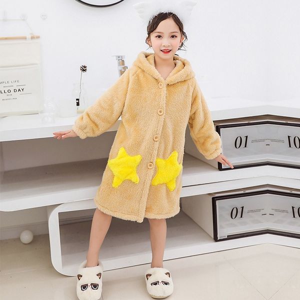 

flannel winter clothes bathrobe kids hooded star print pajamas toddler baby dressing gown autumn bathrobes for children girls, Blue;red