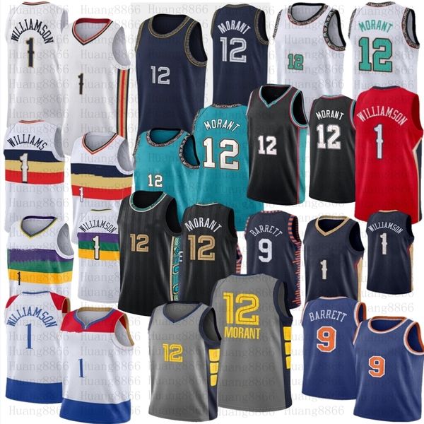 

ja 12 morant zion 1 williamson 9 rj barrett men basketball jerseys mens jersey stitched 2022 75th jersey, Black;red
