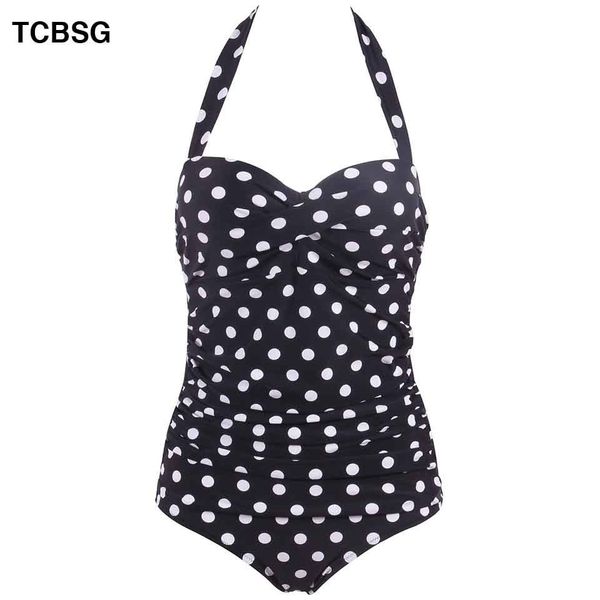 

tcbsg 2019 new one piece swimsuit plus size swimwear women bodysuit bathing suit beachwear retro vintage print swimsuit y200824, White;black
