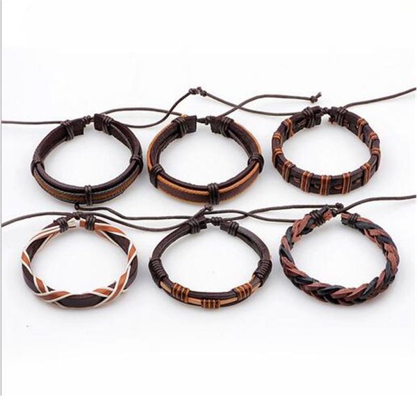 

6pcs/set fashion leather bracelet for men brown braid multilayer rope bracelets & bangles male pulseira masculina bbygst, Golden;silver