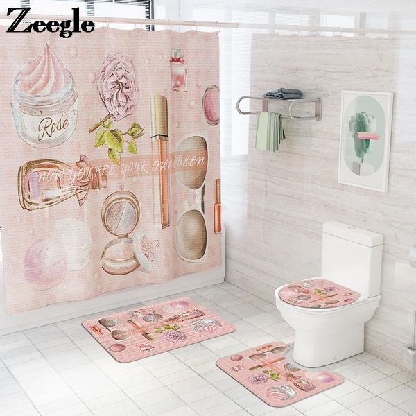 

creative bathroom bath mat and shower curtain set absorbent bathroom floor mat non-slip foot set microfiber toilet floor
