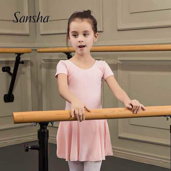 

sansha children's training summer ballet skirt one piece short sleeve chinese dance dress, Gray