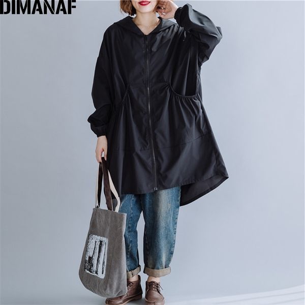 

dimanaf autumn oversize women jacket coat zipper spliced ruffles female outerwear loose casual long sleeve lady clothing black 201112, Black;brown