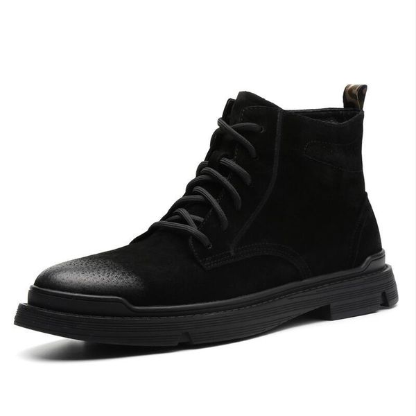 

cowboy men's casual work shoes made with natural leather tools lace to platform black desert winter male boots 94fb