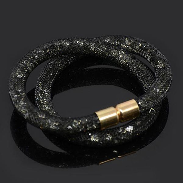

chanfar 16 colors lovely crystal mesh bracelet of crystal jewelry tube magnetic clasp double bracelet jewelry for women men girl wmthke