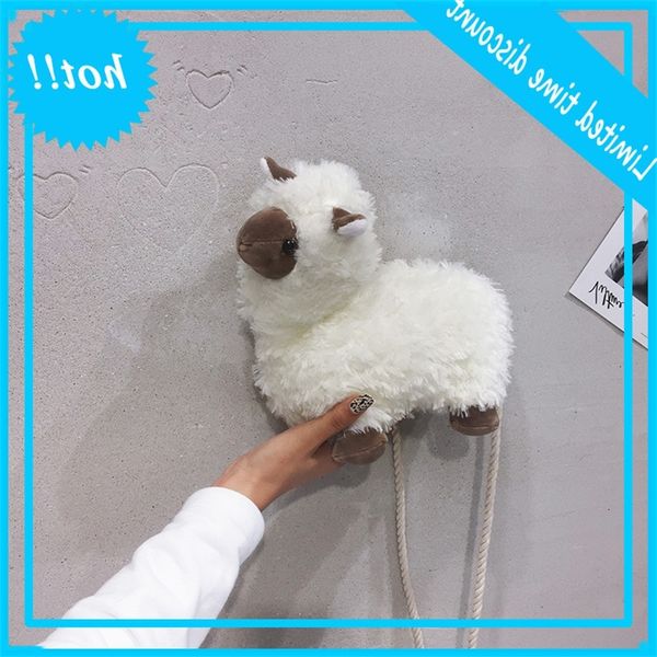 

korean cartoon alpaca 2020 new fashion color contrast soft one shoulder cute plush doll bag girl