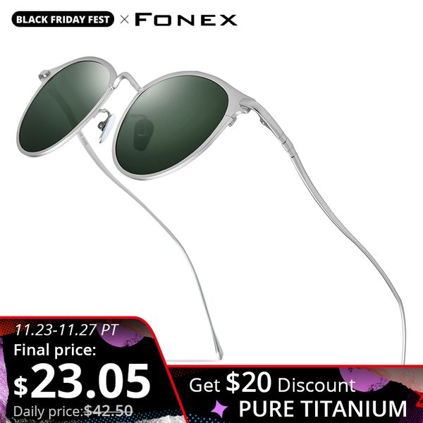 

fonex pure titanium солнцезащитные очки мужчины винтаж маленькие круглые поляризованные солнцезащитные очки для женщин 2019 новые ретро зерк