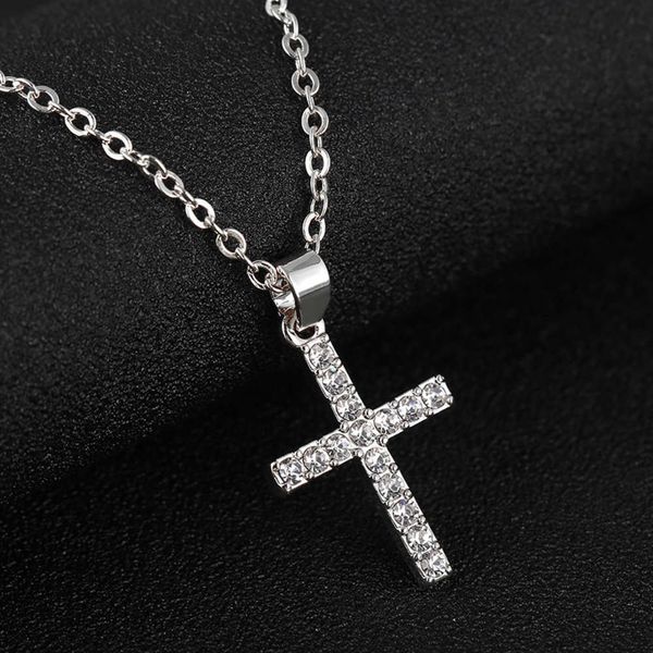 

lady set 18k cross jesus gold diamond copper chain necklacevh8yisfs, Silver