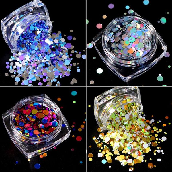 

nail glitter 1 box mixed color flakes 3d ultrathin sequins 1/2/3mm sparkly diy tips dazzling paillette art decorations, Silver;gold