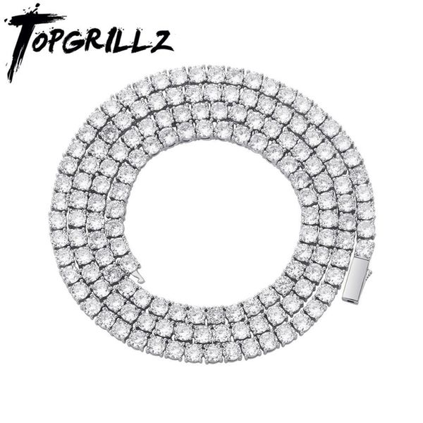 

rillz 3mm-6mm spring buckle iced out full cubic zircon 1 row tennis chain necklace gold silver color hip hop jewelry t200821